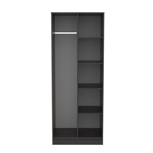 Diego J Tall Wardrobe Black 5 Shelves 197cm