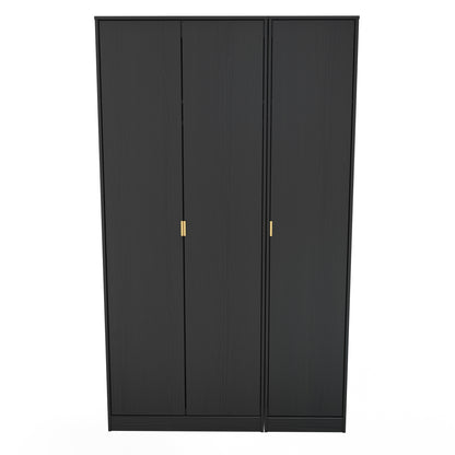 Diego J Tall Wardrobe Black 3 Doors 1 Shelf 198cm