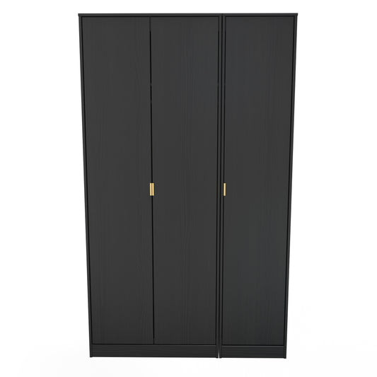 Diego J Tall Wardrobe Black 3 Doors 1 Shelf 198cm