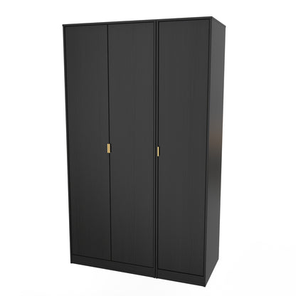Diego J Tall Wardrobe Black 3 Doors 1 Shelf 198cm