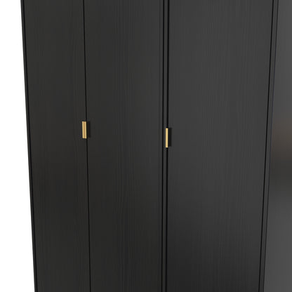 Diego J Tall Wardrobe Black 3 Doors 1 Shelf 198cm