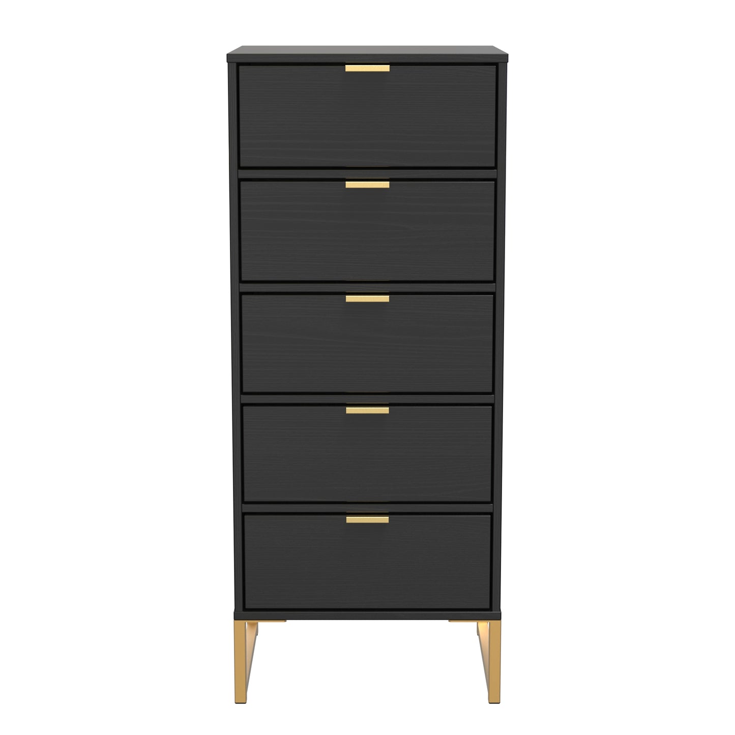 Diego J Tall Tallboy Black 5 Drawers 101cm