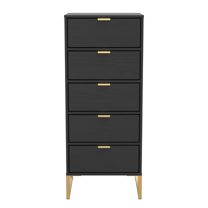 Diego J Tall Tallboy Black 5 Drawers 101cm