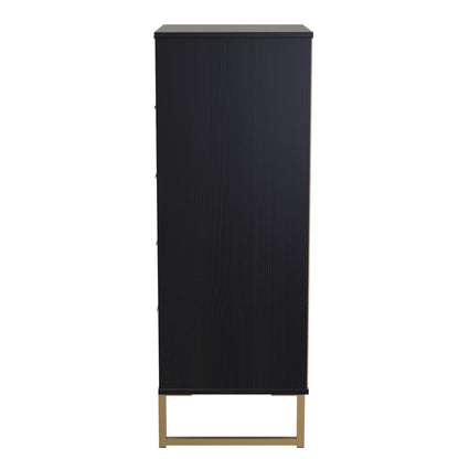 Diego J Tall Tallboy Black 5 Drawers 101cm