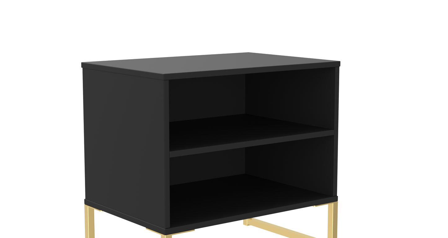 Diego J Side Table Black 2 Shelves 54cm