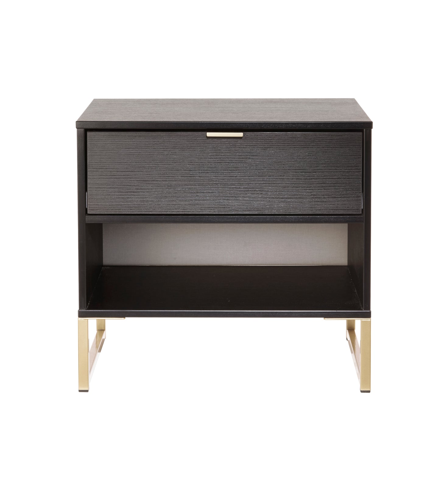 Diego J Bedside Table Black 1 Shelf 1 Drawer 58cm
