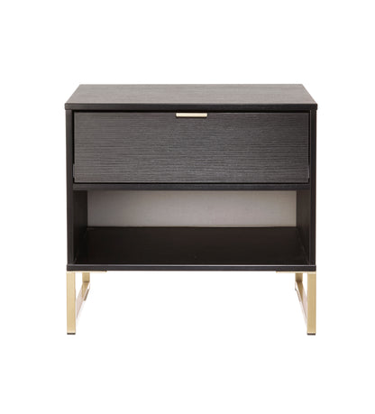 Diego J Bedside Table Black 1 Shelf 1 Drawer 58cm