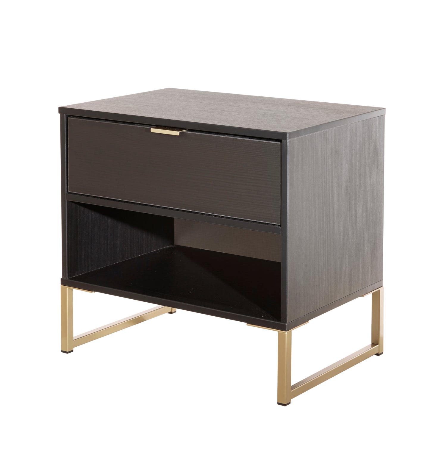 Diego J Bedside Table Black 1 Shelf 1 Drawer 58cm