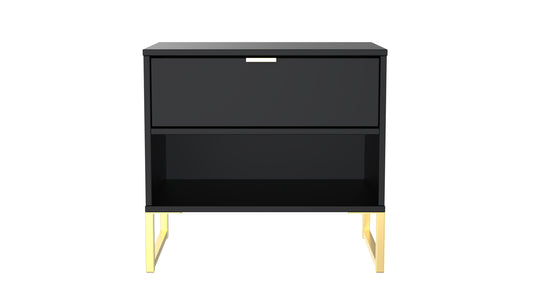 Diego J Bedside Table Black 1 Shelf 1 Drawer 58cm