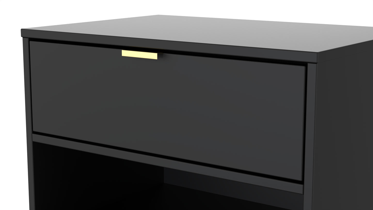Diego J Bedside Table Black 1 Shelf 1 Drawer 58cm