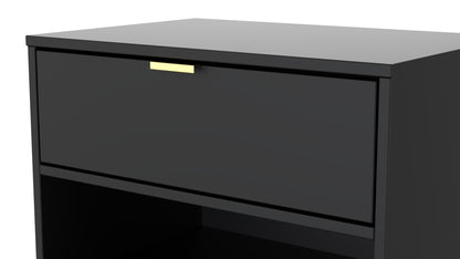 Diego J Bedside Table Black 1 Shelf 1 Drawer 58cm
