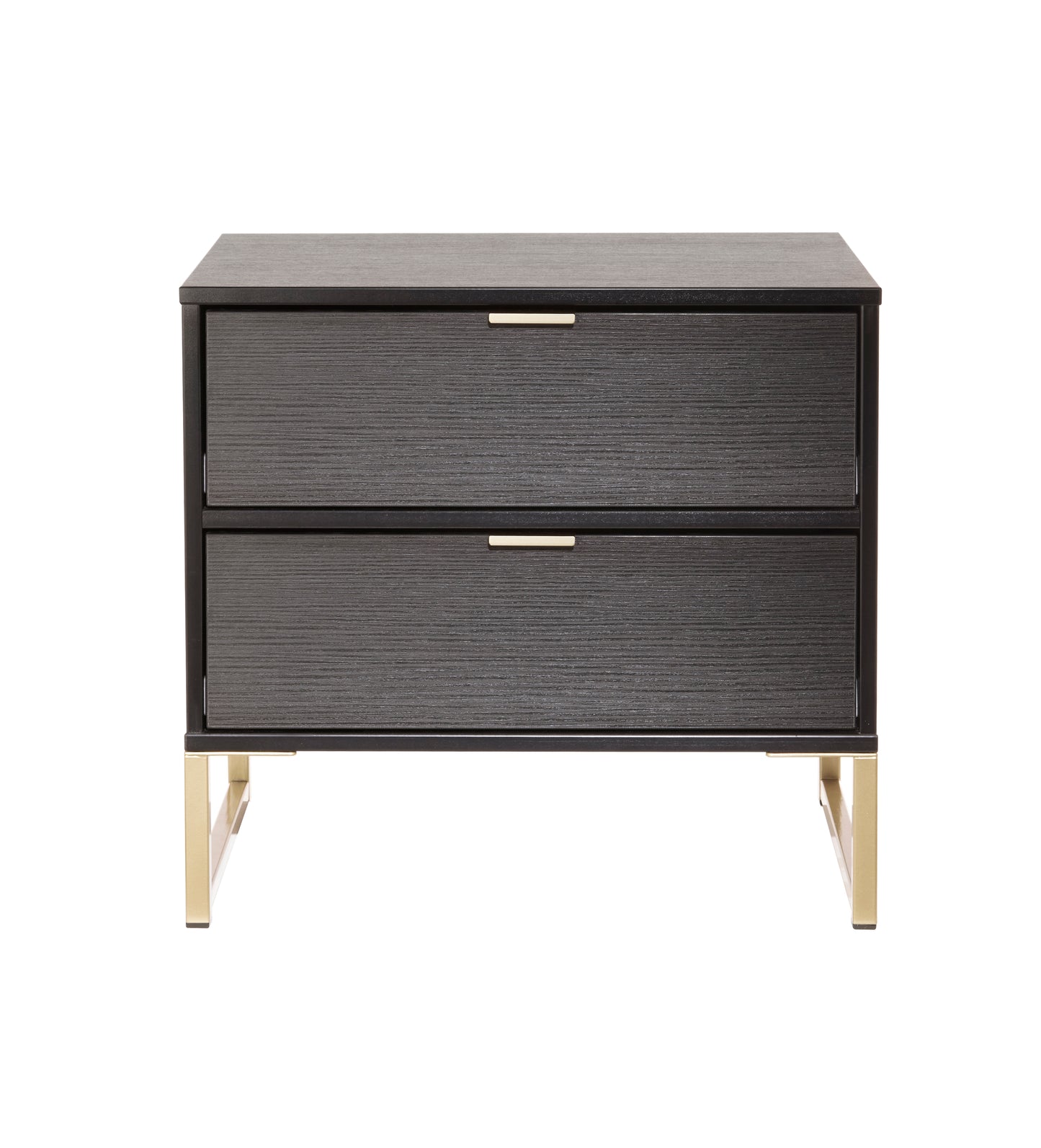Diego J Bedside Table Black 2 Drawers 58cm