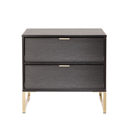 Diego J Bedside Table Black 2 Drawers 58cm