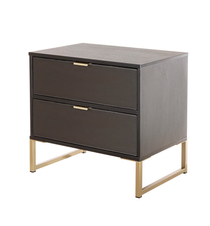 Diego J Bedside Table Black 2 Drawers 58cm