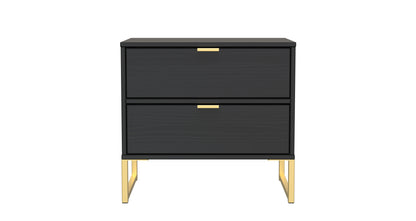 Diego J Bedside Table Black 2 Drawers 58cm