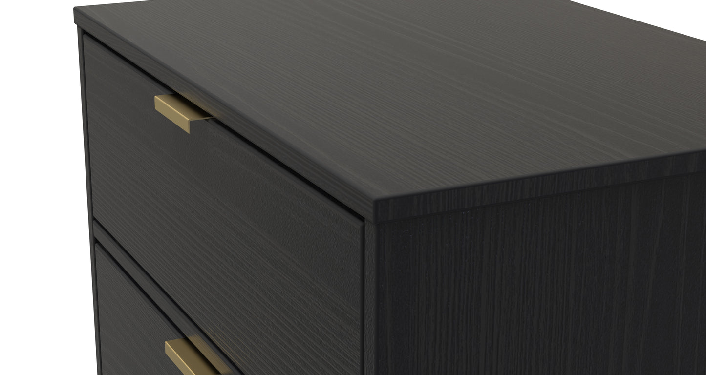Diego J Bedside Table Black 2 Drawers 58cm