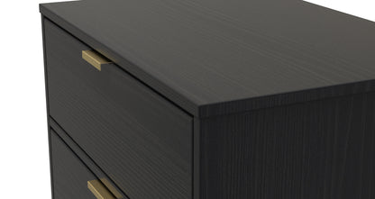 Diego J Bedside Table Black 2 Drawers 58cm