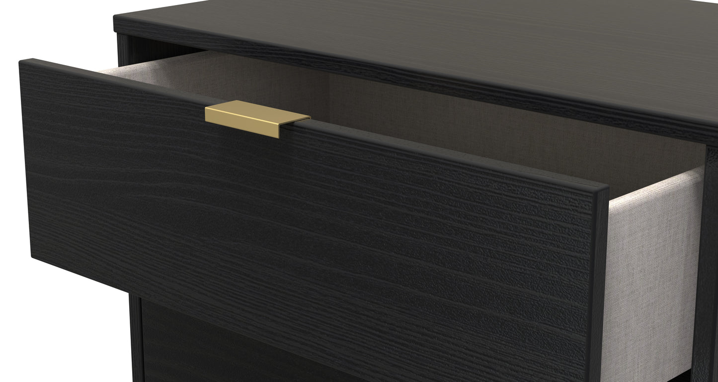 Diego J Bedside Table Black 2 Drawers 58cm