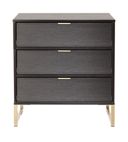 Diego J Chest of Drawers Black 3 Drawers 76cm