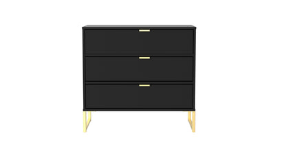 Diego J Chest of Drawers Black 3 Drawers 76cm
