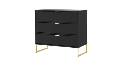 Diego J Chest of Drawers Black 3 Drawers 76cm