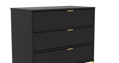 Diego J Chest of Drawers Black 3 Drawers 76cm