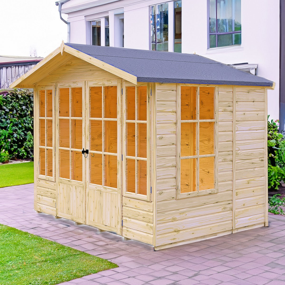 Shire Delmora 6' 11" x 8' 6" Apex Summerhouse - Premium Dip Treated Shiplap