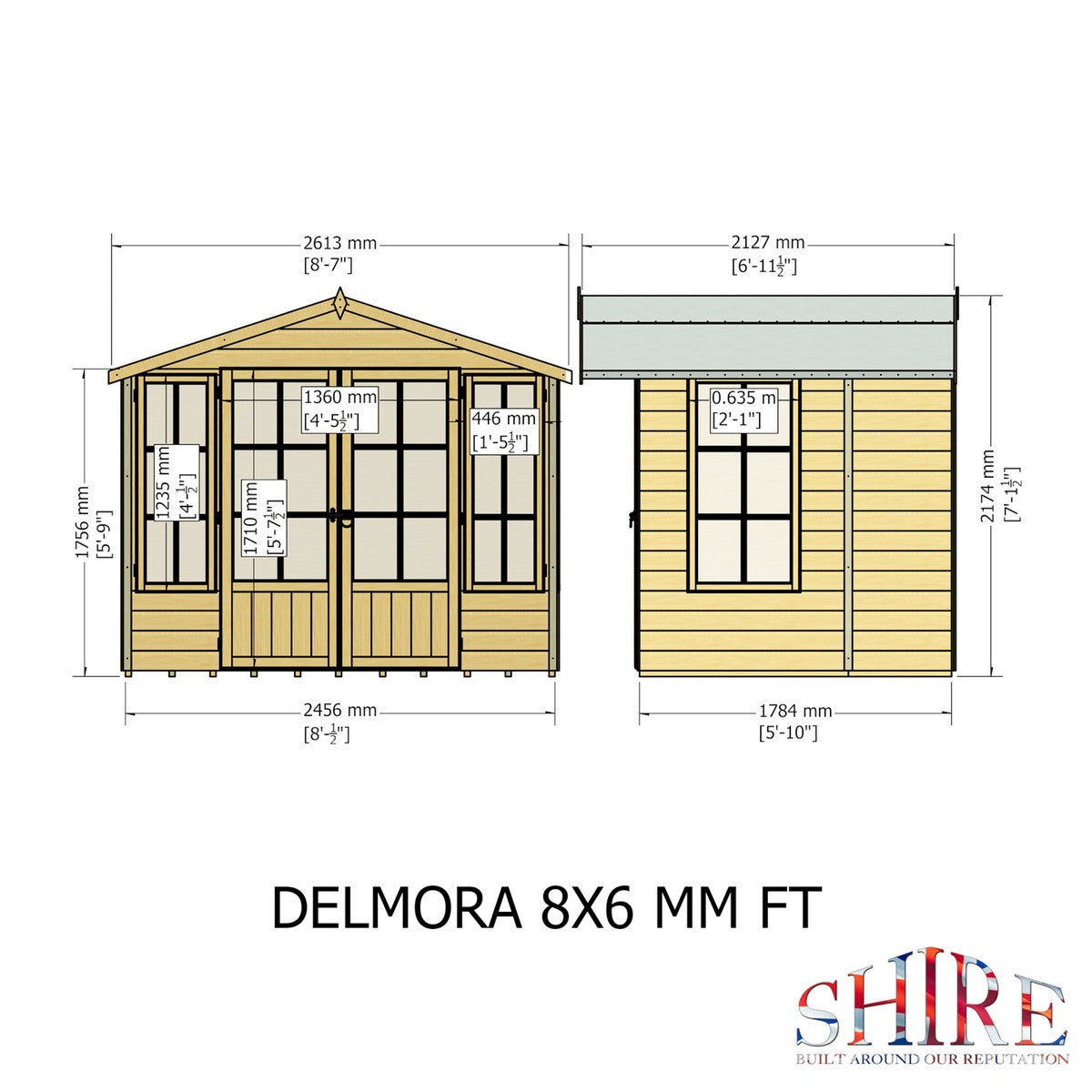 Shire Delmora 6' 11" x 8' 6" Apex Summerhouse - Premium Dip Treated Shiplap