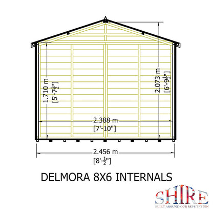 Shire Delmora 6' 11" x 8' 6" Apex Summerhouse - Premium Dip Treated Shiplap