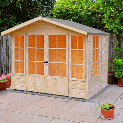 Shire Delmora 6' 11" x 8' 6" Apex Summerhouse - Premium Dip Treated Shiplap