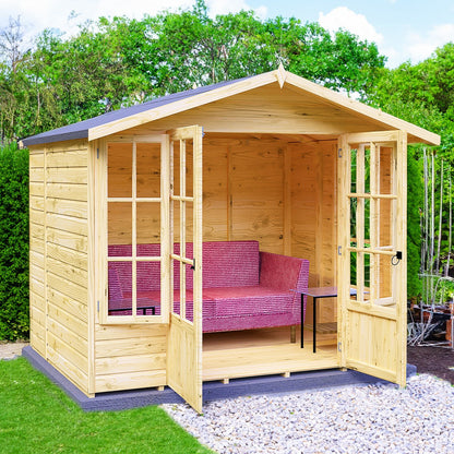 Shire Delmora 6' 11" x 8' 6" Apex Summerhouse - Premium Dip Treated Shiplap