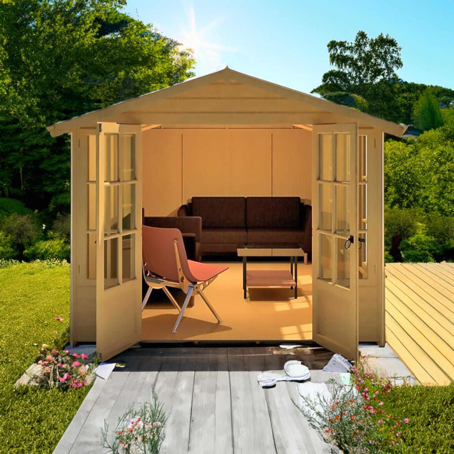 Shire Delmora 11' 6" x 8' Apex Summerhouse - Premium Dip Treated Shiplap