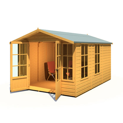 Shire Delmora 11' 6" x 8' Apex Summerhouse - Premium Dip Treated Shiplap