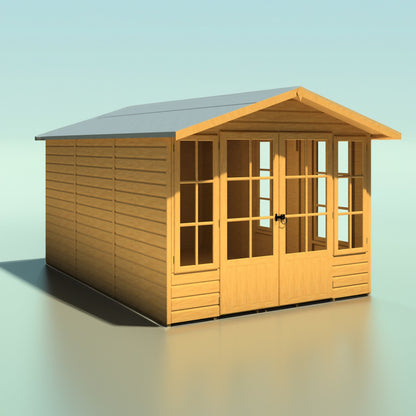 Shire Delmora 11' 6" x 8' Apex Summerhouse - Premium Dip Treated Shiplap