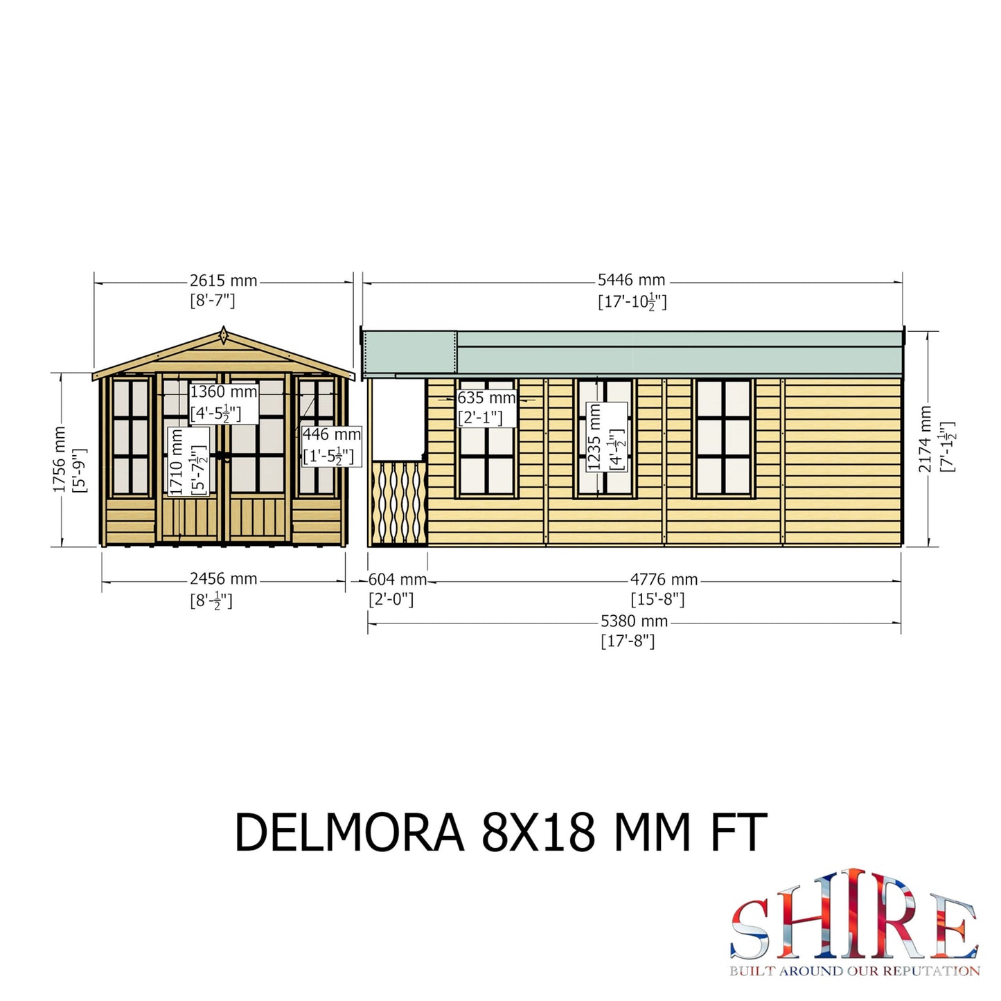 Shire Delmora 15' 5" x 8' Apex Summerhouse - Premium Dip Treated Shiplap