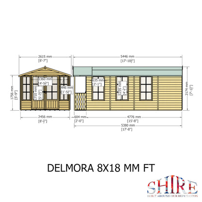 Shire Delmora 15' 5" x 8' Apex Summerhouse - Premium Dip Treated Shiplap