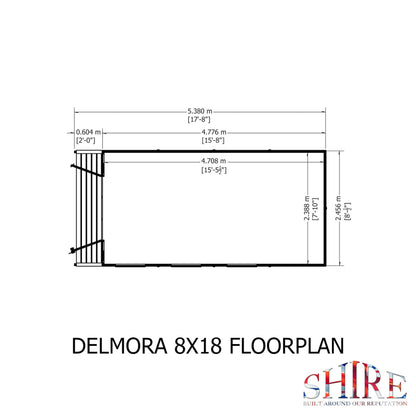 Shire Delmora 15' 5" x 8' Apex Summerhouse - Premium Dip Treated Shiplap