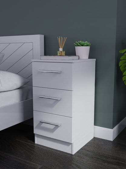 Devon Bedside Table Grey 3 Drawers 70cm