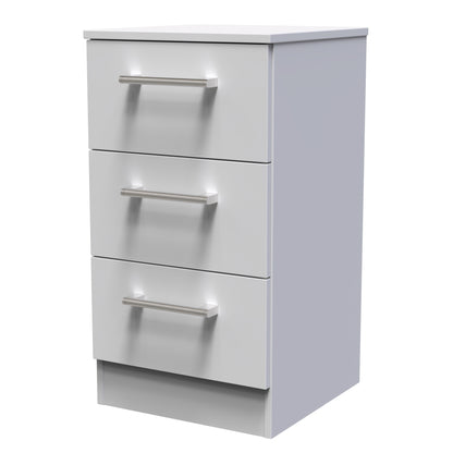 Devon Bedside Table Grey 3 Drawers 70cm