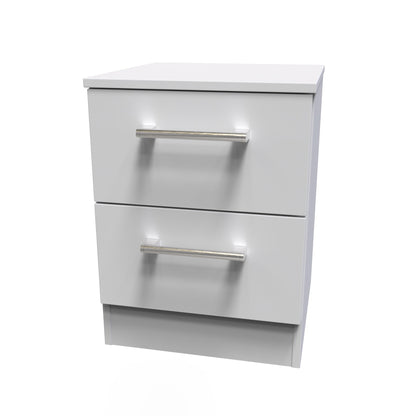 Devon Bedside Table Grey 2 Drawers 51cm
