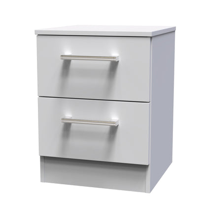 Devon Bedside Table Grey 2 Drawers 51cm