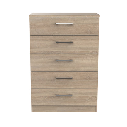 Devon Tall Chest of Drawers Oak 5 Drawers 108cm