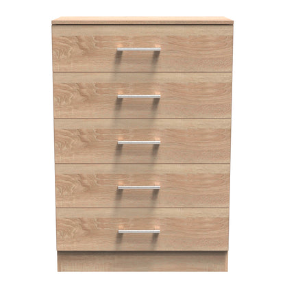 Devon Tall Chest of Drawers Oak 5 Drawers 108cm