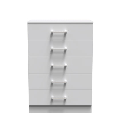 Devon Tall Chest of Drawers Grey 5 Drawers 108cm