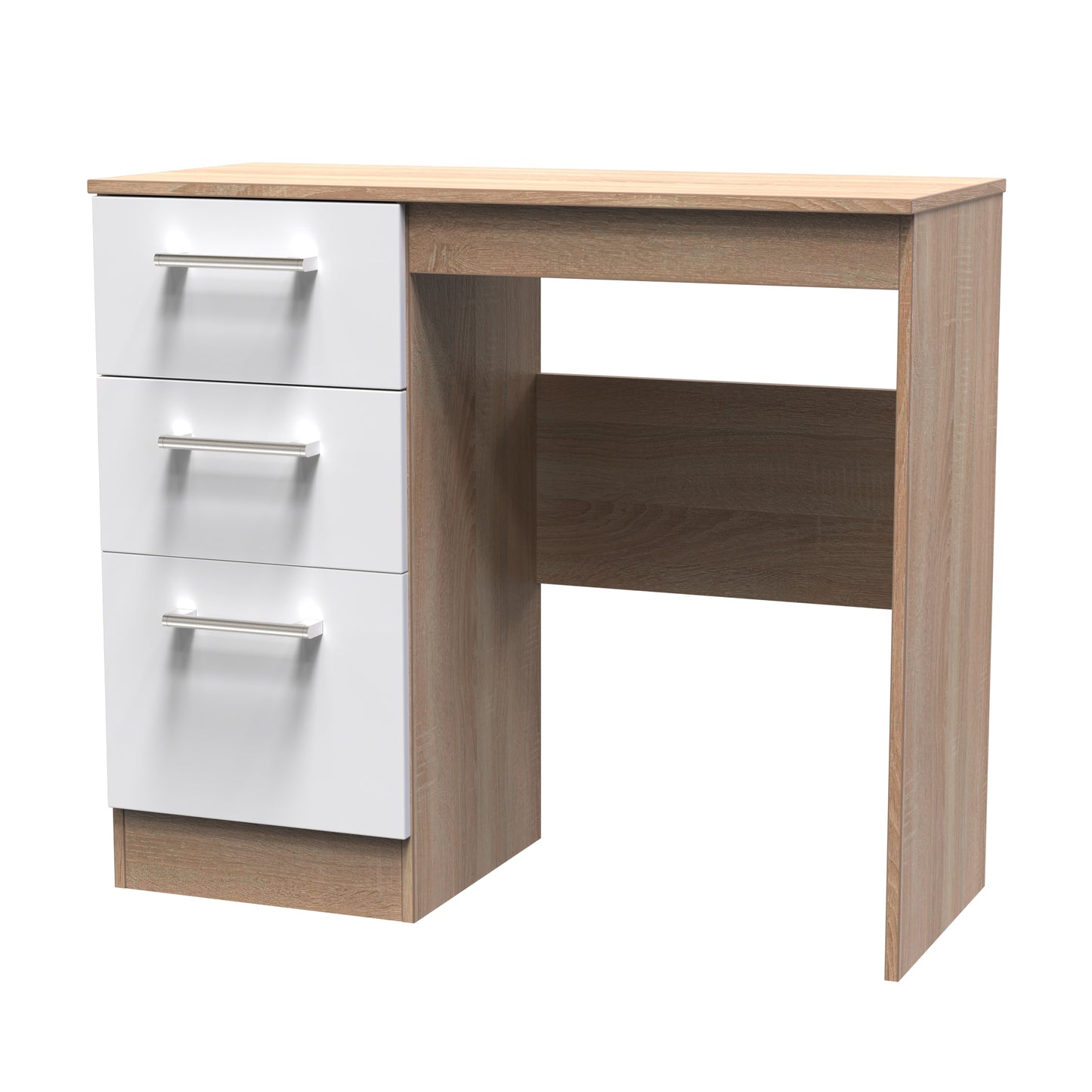 Devon Desk White & Oak 3 Drawers 90cm