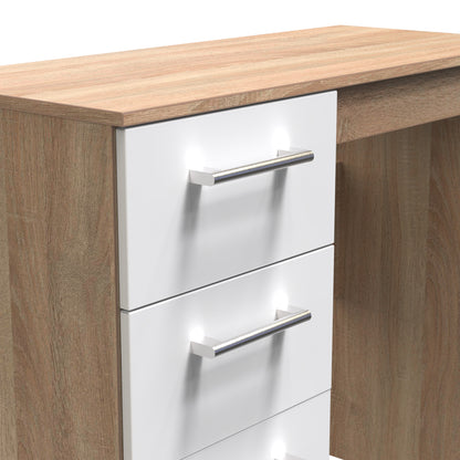 Devon Desk White & Oak 3 Drawers 90cm