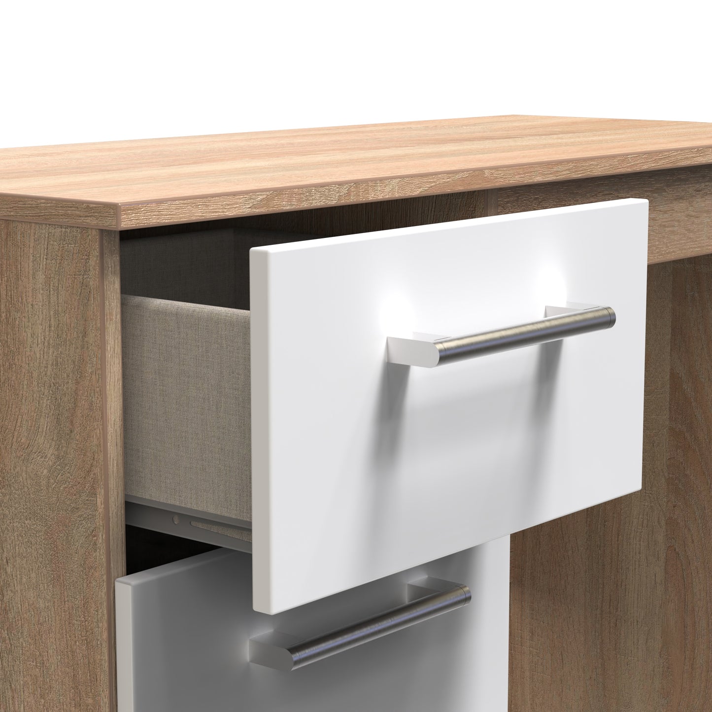 Devon Desk White & Oak 3 Drawers 90cm