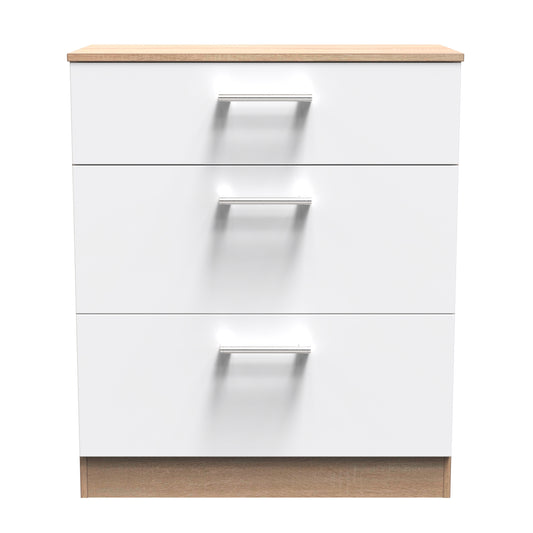 Devon Chest of Drawers White & Oak 3 Drawers 39cm