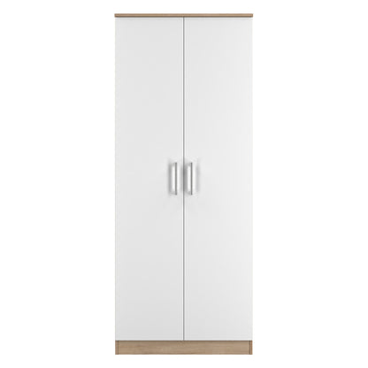 Devon Tall Wardrobe White & Oak 2 Doors 182cm