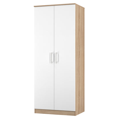 Devon Tall Wardrobe White & Oak 2 Doors 182cm